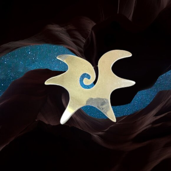 Vintage Mexican Modernist Sterling 925 Sun Star Broach Pin Signed - Picture 2 of 11